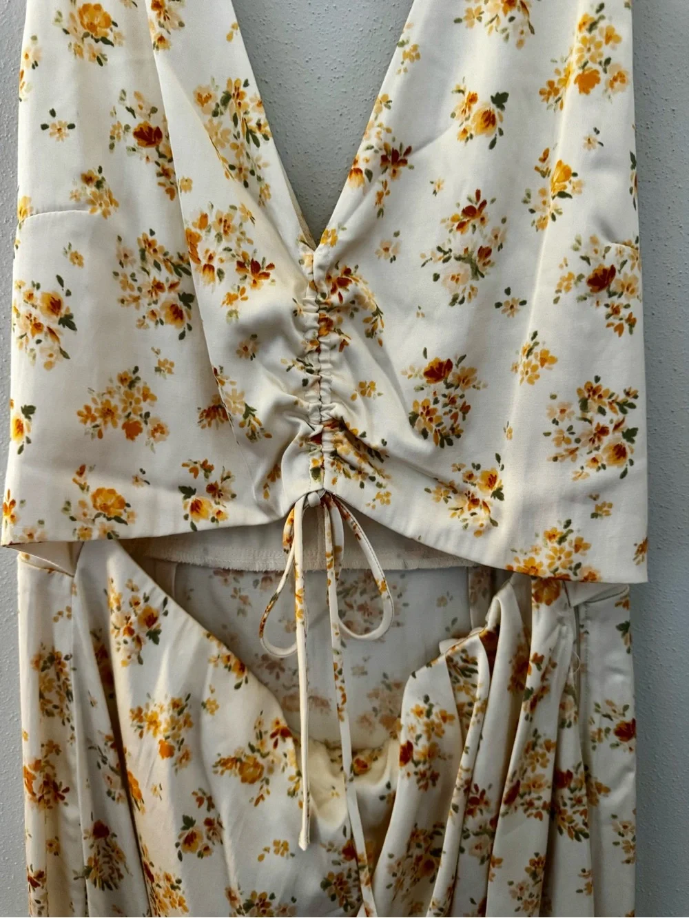 Abercrombie & Fitch Cream Maxi Dress with Yellow Floral Print